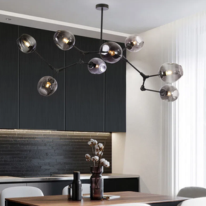 2025 mới Bắc Âu đơn giản phân tử hậu hiện đại phong cách sáng tạo cá tính Nhà hàng đèn chùm thủy tinh - Product Image 2