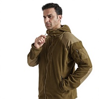 Veste polaire tactique d'extérieur personnalisée pour l'hiver, à capuche, avec doublure chaude en polaire, motif écossais, unisexe, en vert
