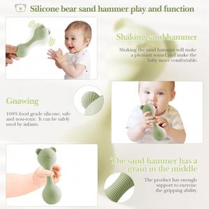 Hochet de dentition en silicone de qualité alimentaire sans BPA pour bébé, en forme d'ours, jouet sensoriel doux pour nourrisson, avec sonnette pour nouveau-né - Product Image 5