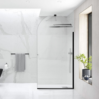 Salle de bain sans cadre verre cannelé trempé douche écran cloison panneau fixe