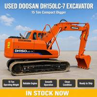 Vente Flash : Excavatrice sur chenilles d'occasion Doosan DH150, 15 tonnes, système hydraulique complet, bon état, livraison rapide, expédition mondiale
