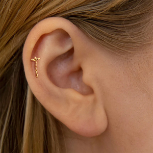 Clous d'oreille en argent S925 motif épi de blé, exquis, pour femmes, à porter sur l'oreille percée - Product Image 5