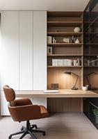 Meja Belajar & Rak Buku Minimalis Italia yang Dapat Disesuaikan, Furnitur Terpadu Kantor Rumah Premium Kustom