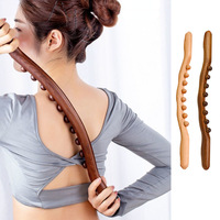 Bâton de massage en bois Gua Sha avec perles de jade pour le dos, le cou, le drainage des méridiens, le grattage corporel, outil de thérapie Gua Sha