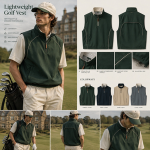 Chaleco de golf personalizado de alta calidad 100% poliéster, cortavientos para hombre, de color sólido, deportivo, elástico, reversible, tipo pullover. - Product Image 3
