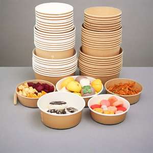 Prix de gros 500 750 1000 ML Boîte alimentaire jetable pour emporter, boîte à soupe, récipient, bols à salade, bol en papier kraft avec couvercle - Product Image 6