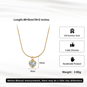 Collier pendentif cœur plaqué or 18 carats avec zircon cubique serti clos, chaîne maille forçat, style romantique, bijoux pour femme - Product Image 2