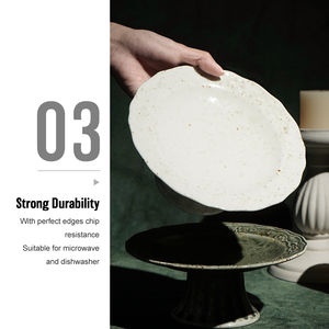 Fournitures pour hôtels et restaurants, assiette à dessert, à snack, à gâteau, à dîner, en céramique vintage, unique, embossée, durable, pour la restauration - Product Image 5