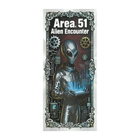 Tarjeta de Billete de Doble Cara con Lámina Plateada de Encuentro Alienígena en Área 51, 15.4x6.5cm, Edición de Regalo de Arte Coleccionable de OVNI y Ciencia Ficción