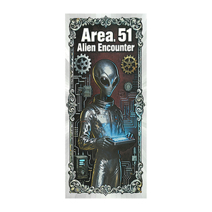 Tarjeta de Billete de Doble Cara con Lámina Plateada de Encuentro Alienígena en Área 51, 15.4x6.5cm, Edición de Regalo de Arte Coleccionable de OVNI y Ciencia Ficción - Product Image 4