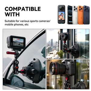 Kit de fixation à ventouse <span class=keywords><strong>pour</strong></span> caméra avec bras articulé, ventouse à pompe à air, support de voiture à dégagement rapide <span class=keywords><strong>pour</strong></span> DJI <span class=keywords><strong>OSMO</strong></span> Pocket 3 Insta360 <span class=keywords><strong>iPhone</strong></span> - Product Image 4