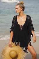 Robe de plage sexy en tricot, col en V, vêtements de plage, maillot de bain de haute qualité pour femmes