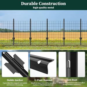 Paquete <span class=keywords><strong>de</strong></span> 10 <span class=keywords><strong>Postes</strong></span> Metálicos Cuadrados Resistentes <span class=keywords><strong>de</strong></span> 1.5 m, Ecológicos, para Cercas <span class=keywords><strong>de</strong></span> Jardín, Anclajes <span class=keywords><strong>de</strong></span> Esquina, Cercas Temporales Modernas para Patio - Product Image 4