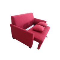 Sofá Cama Convertible de Dos Plazas, Moderno y Cómodo, para Sala de Estar, Tapizado en Tela Roja, con Almacenamiento Oculto