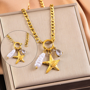 Hecho a mano DIY colgante collar 304 Acero inoxidable estrella de mar clavícula cadena moda amor diseño fábrica al por mayor - Product Image 2