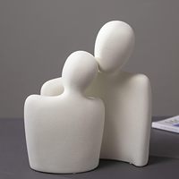 Figurine en céramique Katoonx de couple enlacé, motif uni, décoration pour étagère et table basse (blanc)