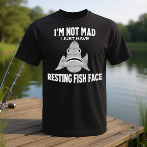 Camiseta de Pesca con Estampado de Cara de Pez Descansando, Unisex para Adultos, Cuello Redondo, Manga Corta, Serigrafiada - Product Image 3