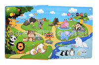 Livre d'activités puzzle OEM bilingue français-anglais, musical, tactile et interactif, en carton rigide, pour l'éducation préscolaire et le divertissement