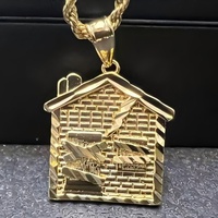 Collier pendentif Hip Hop Trap House en acier inoxydable plaqué or 14K avec chaîne torsadée et breloque maison, bijoux pour hommes, vente en gros
