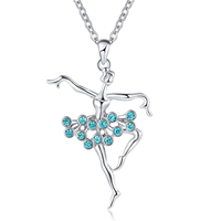 Collier pendentif danseuse de ballet avec chaîne à maillons et strass, bijou cadeau pour femmes et filles