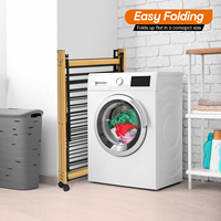 Porte-vêtements multifonctionnel à double niveau, pliable, moderne, en bois et résine, portable et durable pour la salle de bain