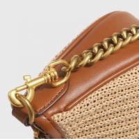 Sac à bandoulière vintage pour femme, élégant, marron, de créateur, sac fourre-tout de luxe d'été, sac bandoulière simple en paille