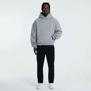 High Quality Customized Drop Shoulder No <b>String</b> Heavyweight French Terry Cropped Hoodies 500 Gsm Boxy Fit Hoodies - Product Image 1