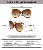Lunettes de soleil surdimensionnées pour femmes, protection UV400, monture PC avec décoration en cristal, verres dégradés, effet écaille de tortue, couleur personnalisée, OEM ODM