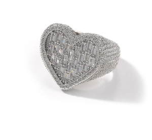 Cincin berbentuk hati modis untuk wanita, dapat diatur ukurannya, berlapis emas, bertabur zircon, model Nugget Iced Out - Product Image 4