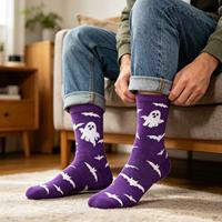 Nouvelles chaussettes pour hommes pour Halloween, chaussettes colorées avec imprimé de sorcière, château, fantôme, citrouille, cadeau de fête, chaussettes en coton