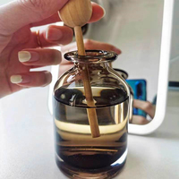 Nouveauté 2024 – Bouteille diffuseur de parfum vide en verre cylindrique transparent couleur thé 100 ml avec bouchon boule en bois et bâtonnets