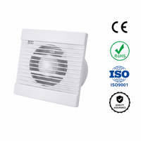 Ventilateur d'extraction mural rond en plastique blanc étanche à 6 pales pour salle de bain et toilettes, idéal pour système d'évacuation
