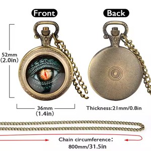 Reloj con colgante de regalo de diseño fresco, collar de ojo de <span class=keywords><strong>dragón</strong></span> Steampunk Vintage, reloj de bolsillo con tapa de cuarzo, gran oferta - Product Image 4