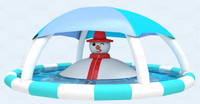 Piscine gonflable D10xH4.1m avec abri solaire et thème bonhomme de neige, taille personnalisée, directement du fabricant, pour parc aquatique