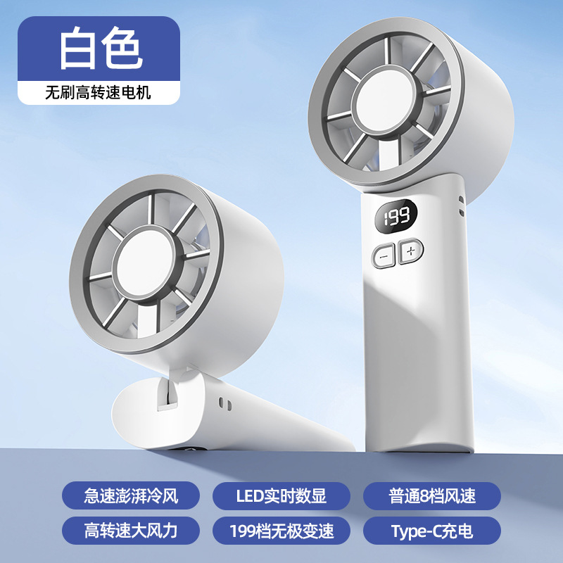 S2 Foldable Digital Display Handheld Fan [White]