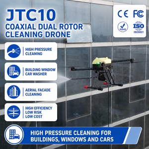 Drone de nettoyage haute pression UAV pour pulvérisation ciblée sur murs-rideaux en verre – Optimisation intelligente du flux de travail extérieur pour la gestion hôtelière - Product Image 1