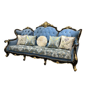 फ्रेंच 123 सोफा संयोजन यूरोपीय कपड़े महल महल बर्गंडी सोफे ब्लू प्रीमियम लिविंग रूम सोफा गोल्ड फइल शिल्प कौशल - Product Image 5