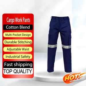 Pantalones de Trabajo de Seguridad Reflectantes de Mezcla de Algodón Duraderos, Compatibles con Rodilleras, Pantalones Cargo Resistentes a Químicos y al Calor, Nivel D 800C - Product Image 1