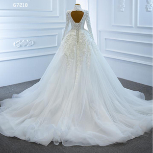 Jancember RSM67218 Sexy di Lusso Perle di <span class=keywords><strong>Tulle</strong></span> Delle Donne Del Manicotto <span class=keywords><strong>Lungo</strong></span> Abiti Da Sposa - Product Image 6