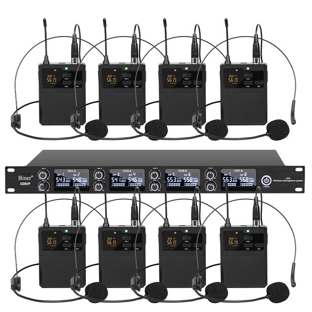D28XP Professional UHF 8-Channel Wireless Headset Microphone with Metal Cardioid for Teaching Speech Conference System