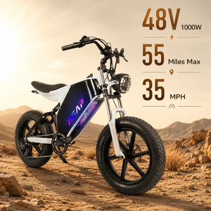 Vélo tout-terrain adulte 20 pouces avec pneus larges, suspension intégrale, batterie au lithium, cadre en aluminium, moteur 1000W, livraison rapide, Zebra Electri - Product Image 1