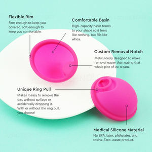 Copa Menstrual Reutilizable con Anillo Personalizado, Aprobada por CE ISO13485, Disco Menstrual para Mujer - Product Image 4