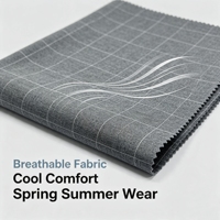 Tissu tissé épais uni teint en mélange P/SP, haute élasticité, doux et respirant, idéal pour costumes printemps-été, blazers et pantalons