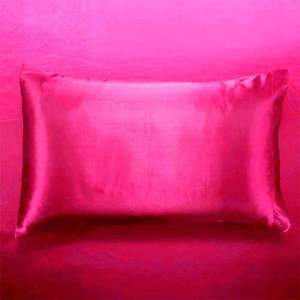 Juego de Ropa de Cama Kanak, Tamaño Completo, 7 Piezas, Juego de Sábanas de Satén Sedoso Rosa Intenso con Fundas de Almohada, Color Sólido, para Uso Doméstico - Product Image 1