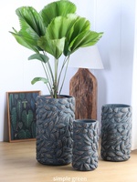 Pot Bunga Retro Mewah untuk Ruang Tamu, Model Daun Palem Merah, Tanaman Pisang, Tinggi, Berdiri di Lantai, Gaya Mid-century Wabi-sabi