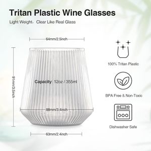 Verres à vin et à whisky en plastique sans pied incassables, transparents, à motif origami, élégants, 12 onces, kit de fournitures de fête jetables - Product Image 2