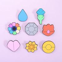 Broche en émail amusante et mignonne, motif dessin animé, géométrique, fleur, goutte d'eau, badge métallique pour sacs à dos
