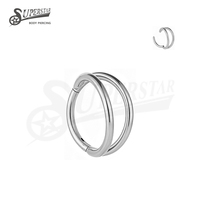 SUPERSTAR Anneau de piercing articulé double couche en titane ASTM F136 poli pour septum, nez, oreille et corps