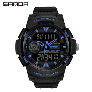SANDA 6002 นาฬิกาข้อมือมัลติฟังก์ชั่นแบบดูอัลใหม่ นาฬิกาสำหรับผู้ชายผู้หญิงพร้อมฟังก์ชั่นปลุก วันในสัปดาห์ วันที่ และเรืองแสง - Product Image 6