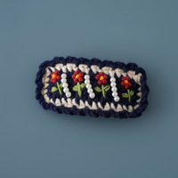 Barrette à cheveux artisanale tissée vintage brodée de petites fleurs en fil tricoté, accessoires pour cheveux pour enfants et bébés filles